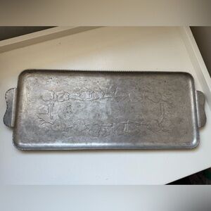 Vintage Everlast Hammered Aluminum Floral Embossed Tray